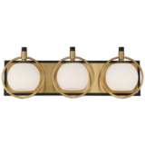 Carlyn 26&quot; Wide Gold and Black Modern Luxe 3-Light Bath Light