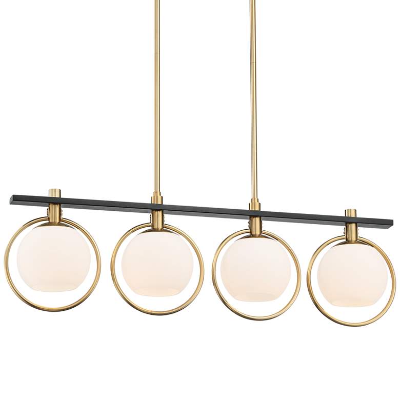 Carlyn 33&quot; Wide Brass and Black 4-Light LED Island Pendant
