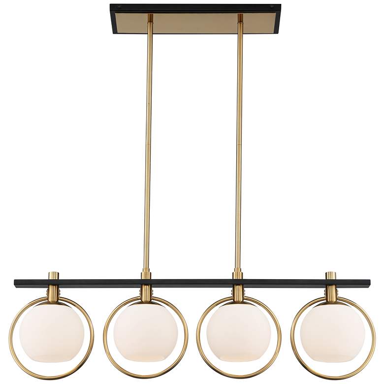 Carlyn 33&quot; Wide Brass and Black 4-Light LED Island Pendant more views
