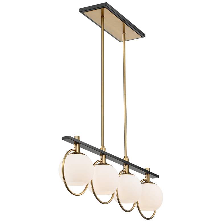 Carlyn 33&quot; Wide Brass and Black 4-Light LED Island Pendant more views