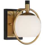 Carlyn 9 1/2&quot; High Warm Antiqued Brass and Black Wall Sconce