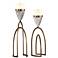 Carma Bronze and Clear Glass Pillar Candle Holder Set of 2