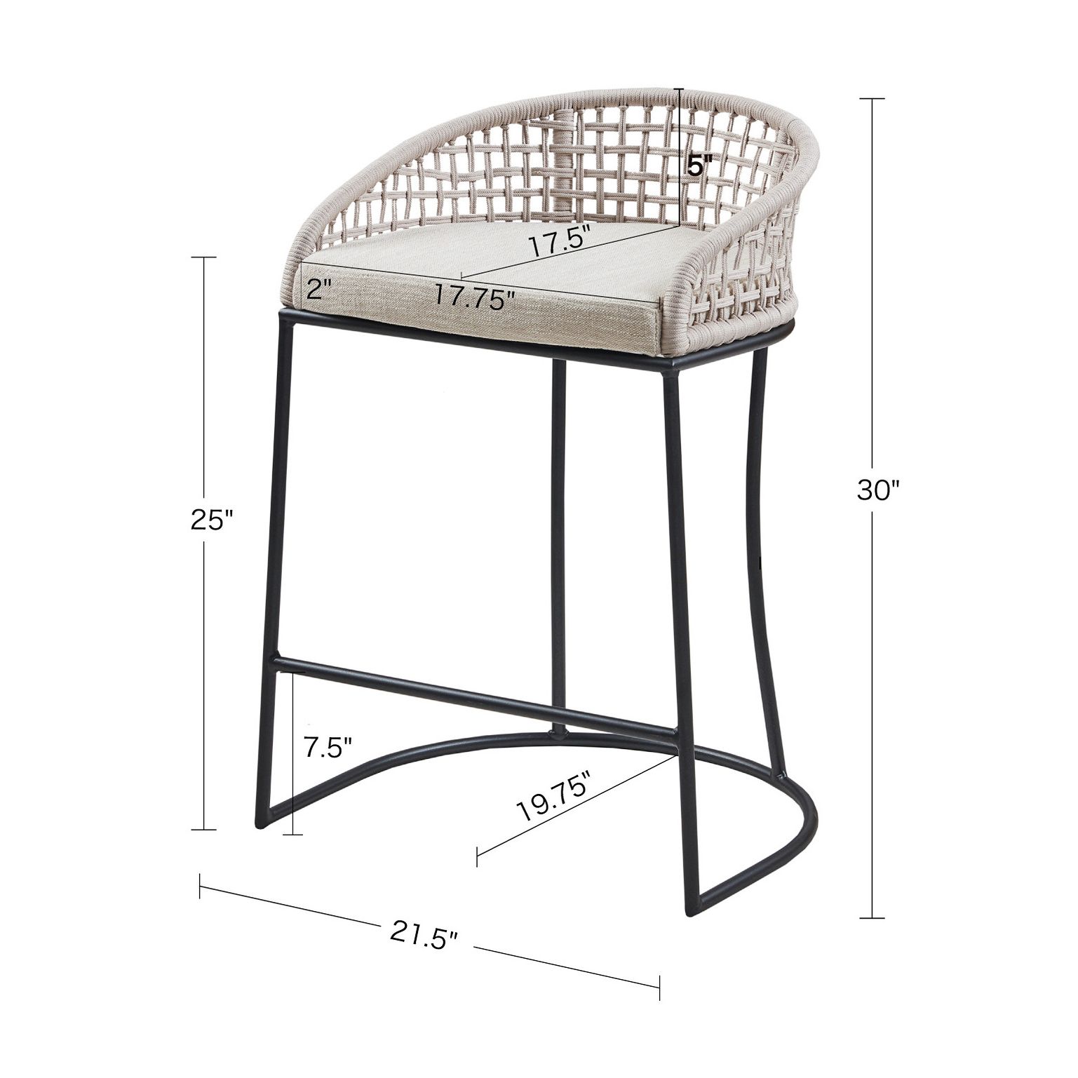 Carmel 25" High Woven Rope Fabric Counter Stool in scene