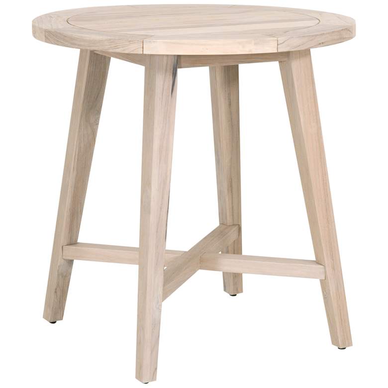 Image 1 Carmel 36" Wide Gray Teak Wood Round Outdoor Counter Table