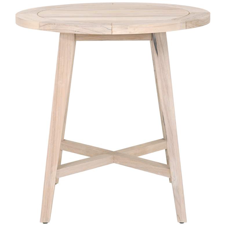 Image 7 Carmel 36" Wide Gray Teak Wood Round Outdoor Counter Table more views