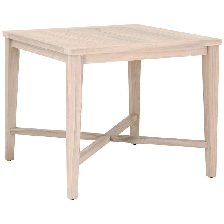 Image 1 Carmel 42" Wide Gray Teak Wood Square Outdoor Counter Table