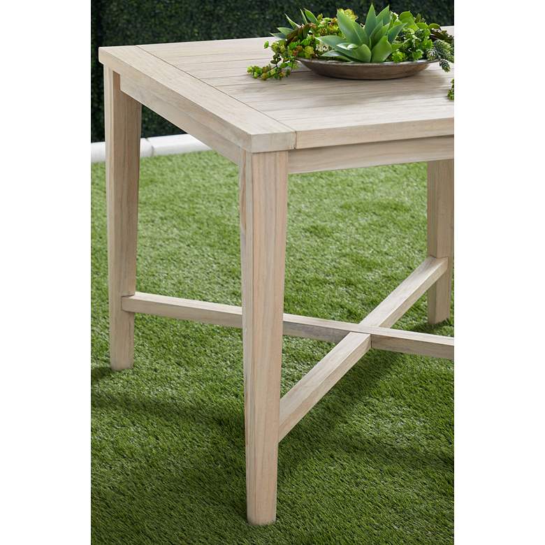Image 7 Carmel 42 inch Wide Gray Teak Wood Square Outdoor Counter Table more views
