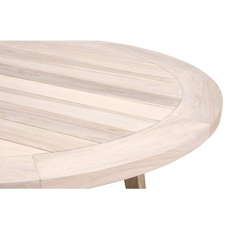 Image 3 Carmel 53 3/4 inchW Gray Teak Wood Round Outdoor Dining Table more views