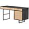 Carmel 60" Wide Black Wash and Light Cane 3-Drawer Desk