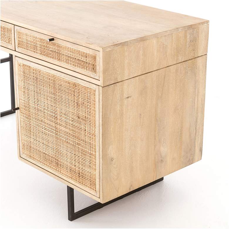 Image 3 Carmel 60 inch Wide Natural Mango and Light Cane 3-Drawer Desk more views