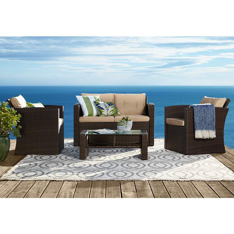 Image 1 Carmel All-Weather Wicker 4-Piece Outdoor Seating Patio Set