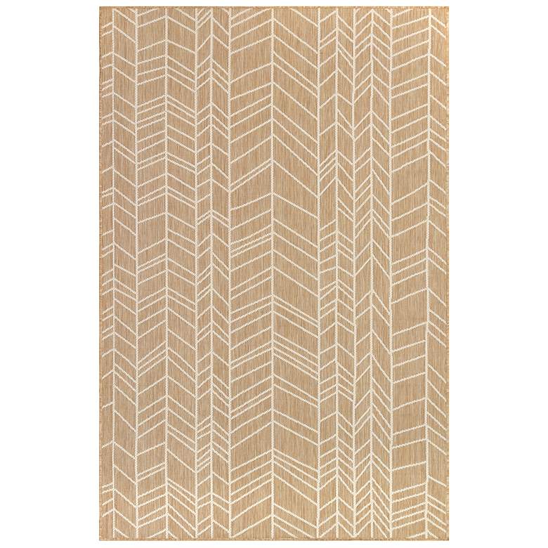 Image 1 Carmel Chevron 846812 4&#39;10 inchx7&#39;6 inch Sand Outdoor Area Rug