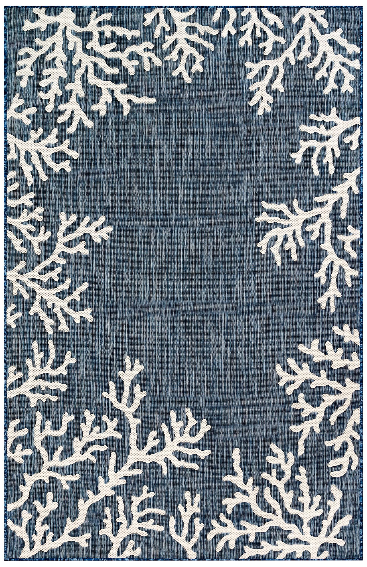 Thumbnail3 of Carmel Coral Border 844833 Navy Indoor/Outdoor Area Rug