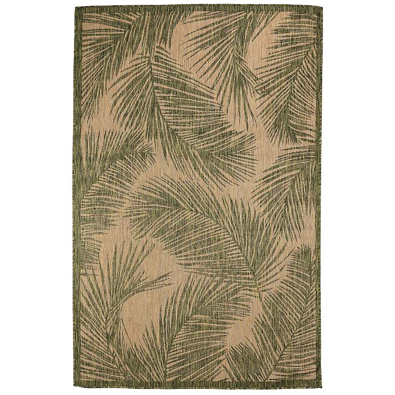 Image 1 Carmel Fronds 847406 4&#39;10 inchx7&#39;6 inch Green Outdoor Area Rug