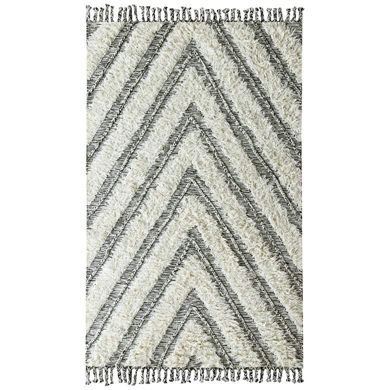 Image 1 Carmel Kilim Shag 5'x8' Ivory and Black Area Rug