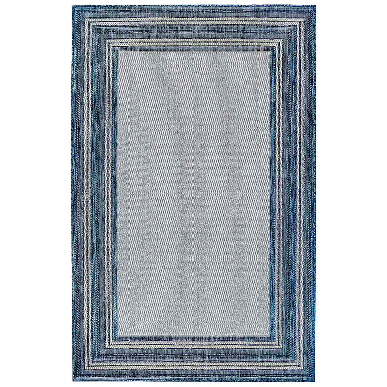 Image 1 Carmel Multi-Border 842533 4&#39;10 inchx7&#39;6 inch Navy Outdoor Area R