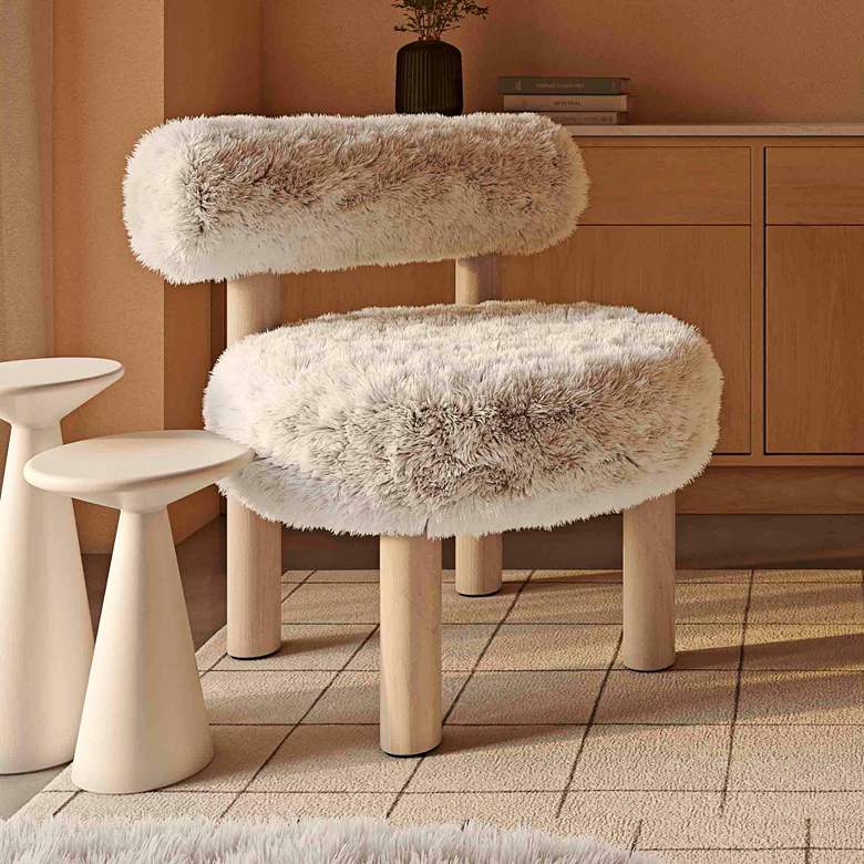 Image 2 Carmel Natural Vegan Shearling Accent Chair