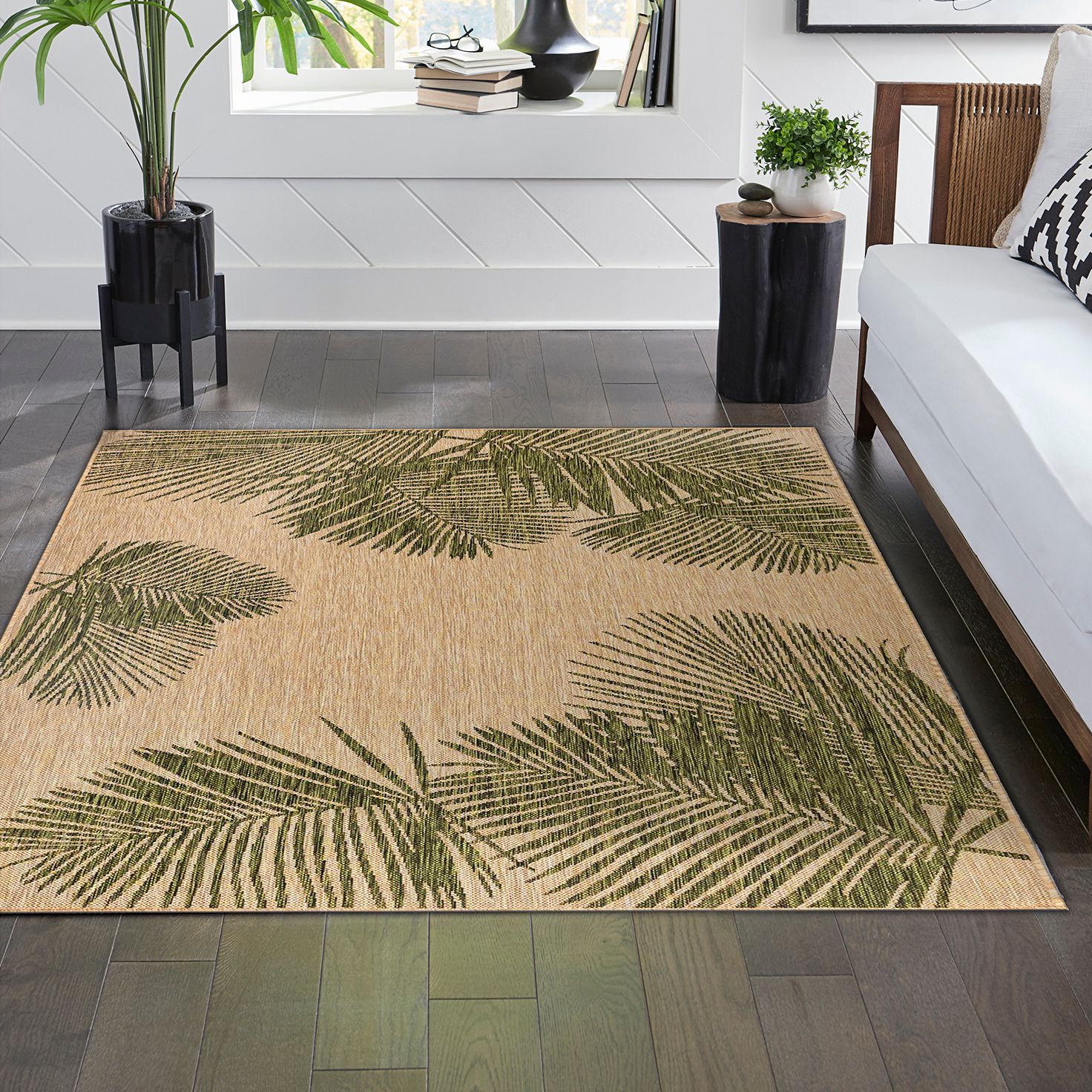 Thumbnail1 of Carmel Palm 843906 6'6"x9'4" Green Indoor/Outdoor Area Ru