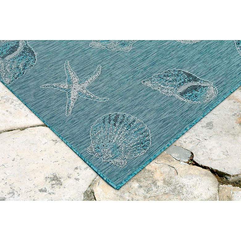 Image 2 Carmel Shells 841404 4&#39;10 inchx7&#39;6 inch Aqua Outdoor Area Rug more views