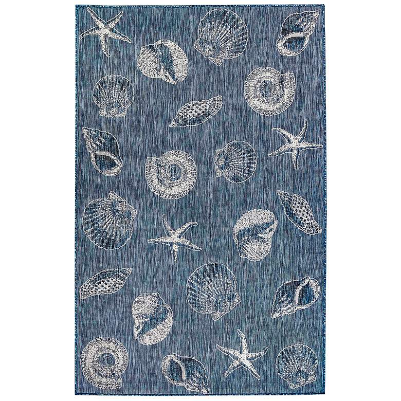 Image 1 Carmel Shells 841433 4&#39;10 inchx7&#39;6 inch Navy Outdoor Area Rug