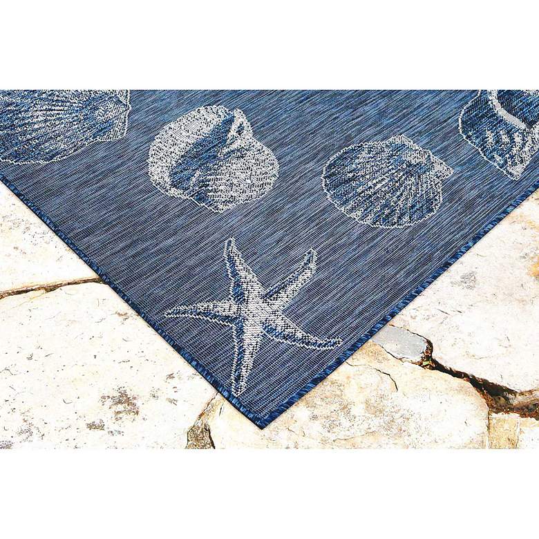 Image 2 Carmel Shells 841433 4'10"x7'6" Navy Outdoor Area Rug more views