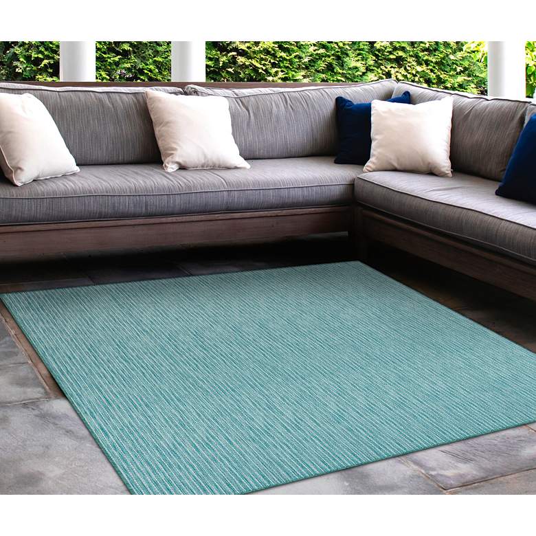 Image 1 Carmel Texture Stripe 842204 4&#39;10 inchx7&#39;6 inch Aqua Area Rug