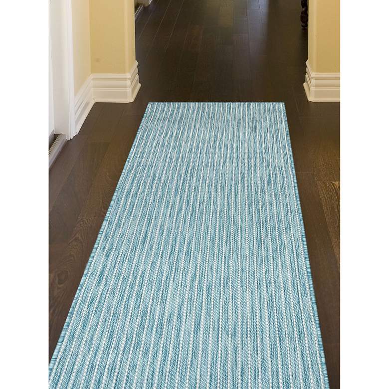 Image 4 Carmel Texture Stripe 842204 4&#39;10 inchx7&#39;6 inch Aqua Area Rug more views