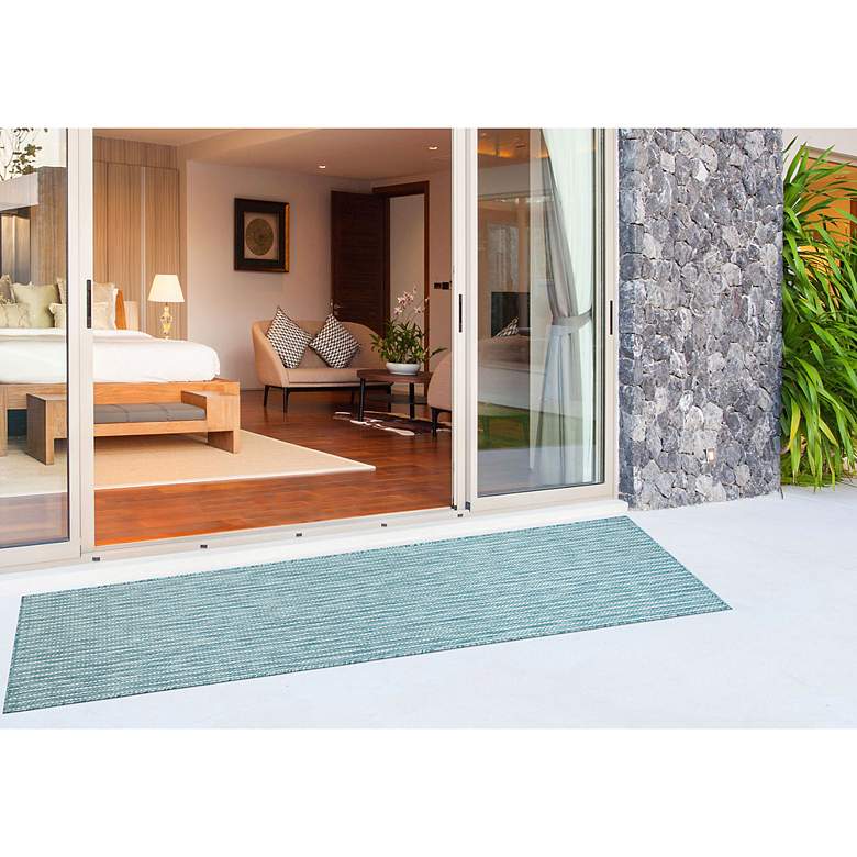 Image 5 Carmel Texture Stripe 842204 4'10"x7'6" Aqua Area Rug more views