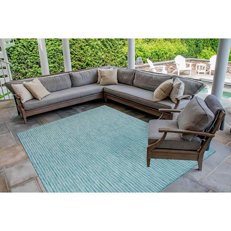 Image 6 Carmel Texture Stripe 842204 4&#39;10 inchx7&#39;6 inch Aqua Area Rug more views