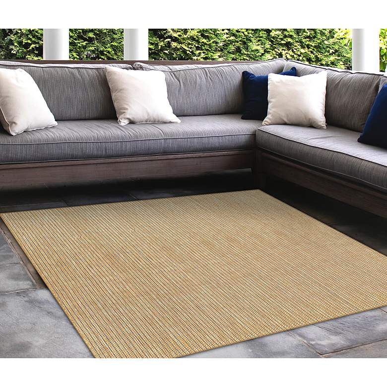 Image 5 Carmel Texture Stripe 842212 4'10"x7'6" Sand Outdoor Rug more views