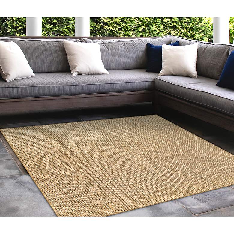 Image 5 Carmel Texture Stripe 842212 4&#39;10 inchx7&#39;6 inch Sand Outdoor Rug more views