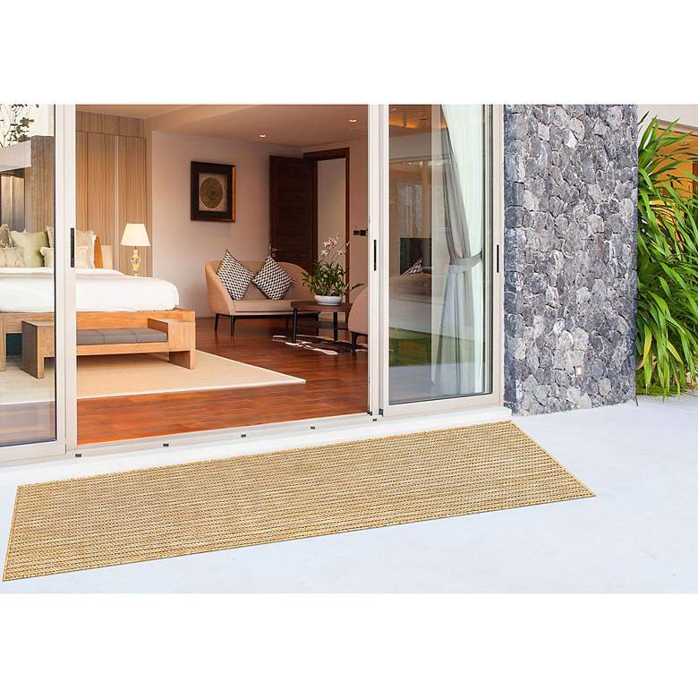 Image 6 Carmel Texture Stripe 842212 4'10"x7'6" Sand Outdoor Rug more views