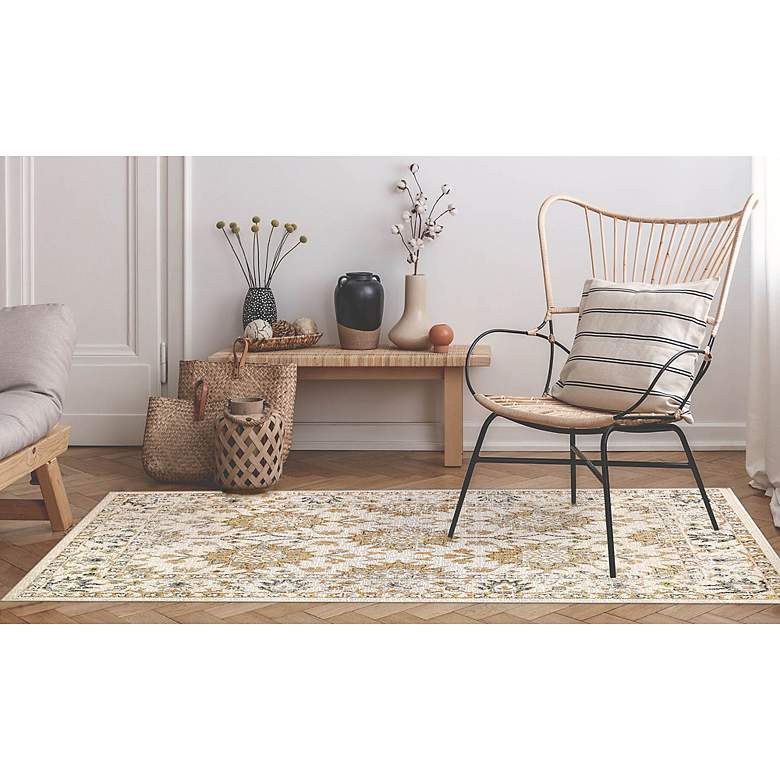 Image 1 Carmel Vintage Floral 841812 4'10"x7'6" Sand Outdoor Rug