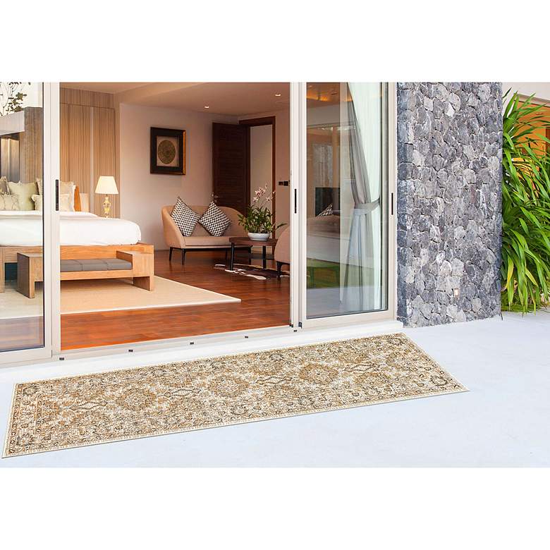 Image 5 Carmel Vintage Floral 841812 4'10"x7'6" Sand Outdoor Rug more views