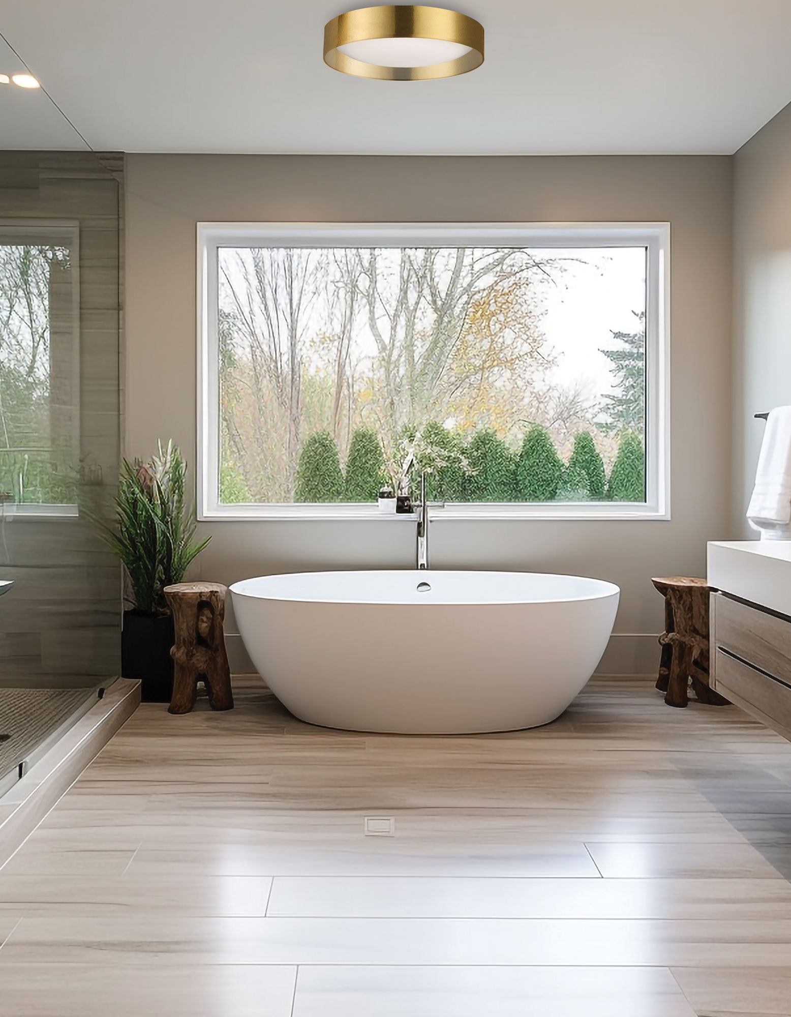 Image 2 Carmen 11" Wide Aged Brass 14W Flush Mount With Metal Shade more views