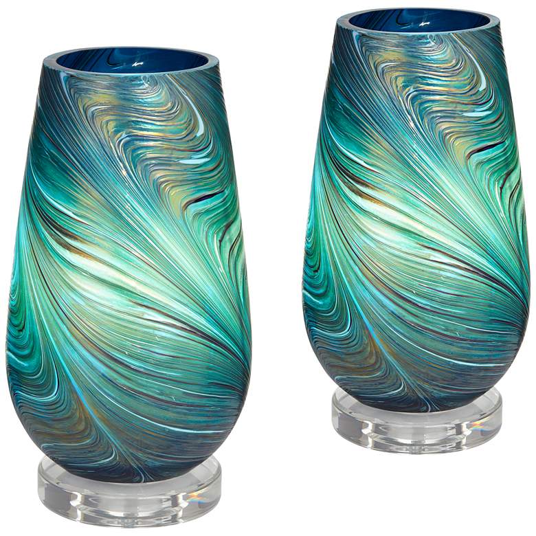 Carmen 12 1/2 inch High Hand-crafted Art Glass Accent Lamps - Set of 2