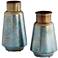 Carmen 14 1/2" and 12"H Blue Copper Modern Vases Set