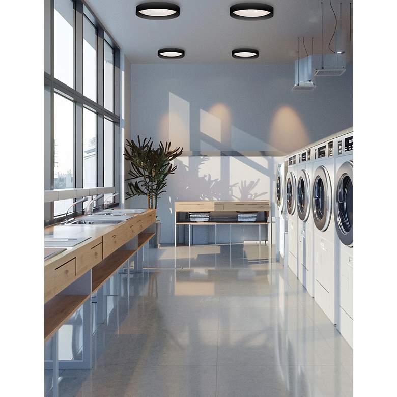 Image 2 Carmen 15" Wide Matte Black LED Flush Mount more views