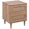 Carmen 19" Wide Natural Wood and Cane 2-Drawer Nightstand