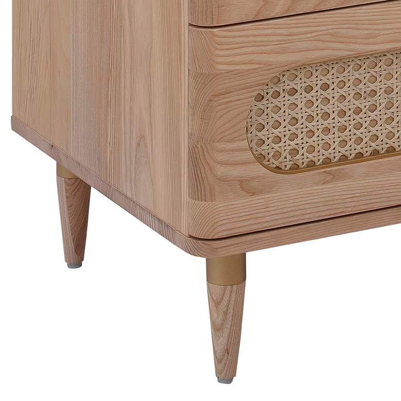 Image 4 Carmen 19 inch Wide Natural Wood and Cane 2-Drawer Nightstand more views