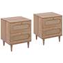Carmen 19" Wide Natural Wood and Cane 2-Drawer Nightstands Set of 2 in scene