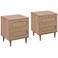 Carmen 19" Wide Natural Wood and Cane 2-Drawer Nightstands Set of 2