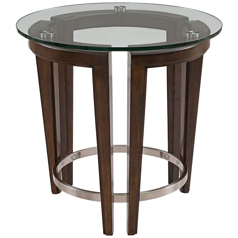 Image 1 Carmen 24 inch Wide Hazelnut Wood and Glass Round End Table
