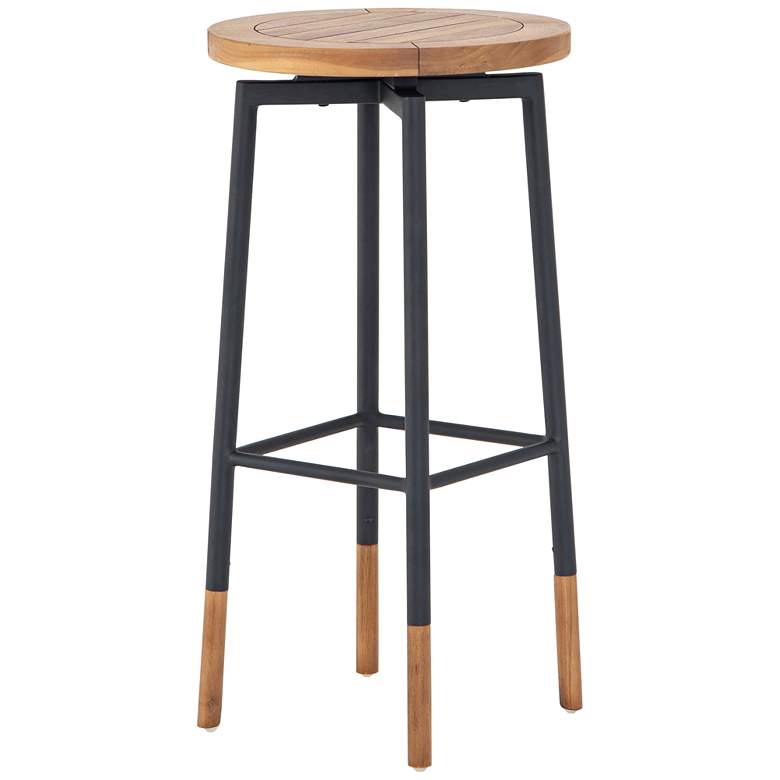 Image 1 Carmen 30 inch Charcoal and Natural Swivel Outdoor Bar Stool