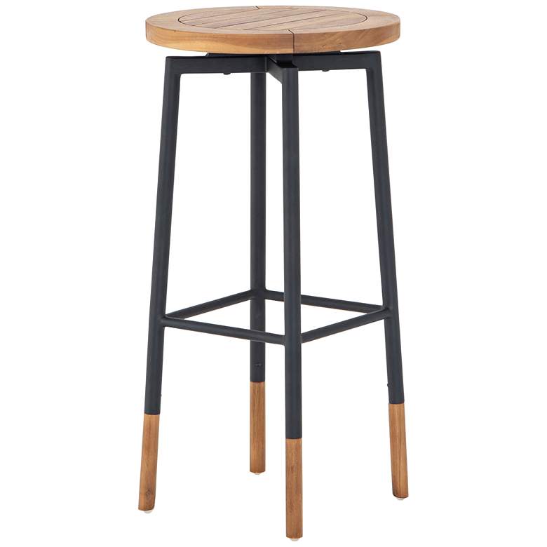 Image 1 Carmen 30" Charcoal and Natural Swivel Outdoor Bar Stool