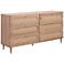 Carmen 63" Wide Natural Wood and Cane 6-Drawer Dresser