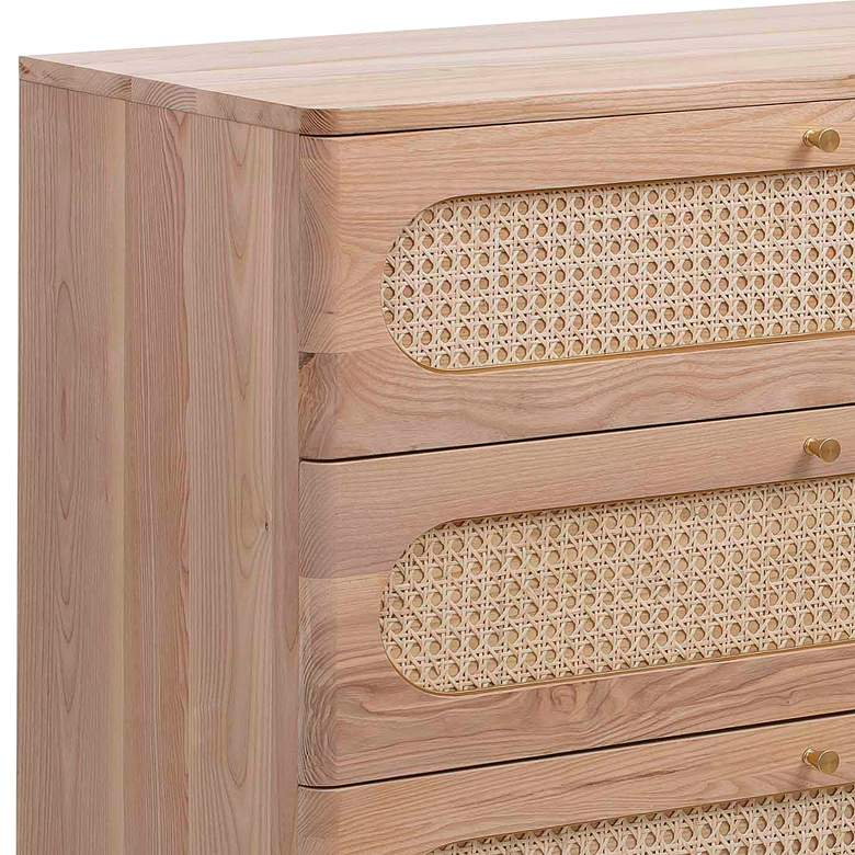 Image 3 Carmen 63 inch Wide Natural Wood and Cane 6-Drawer Dresser more views