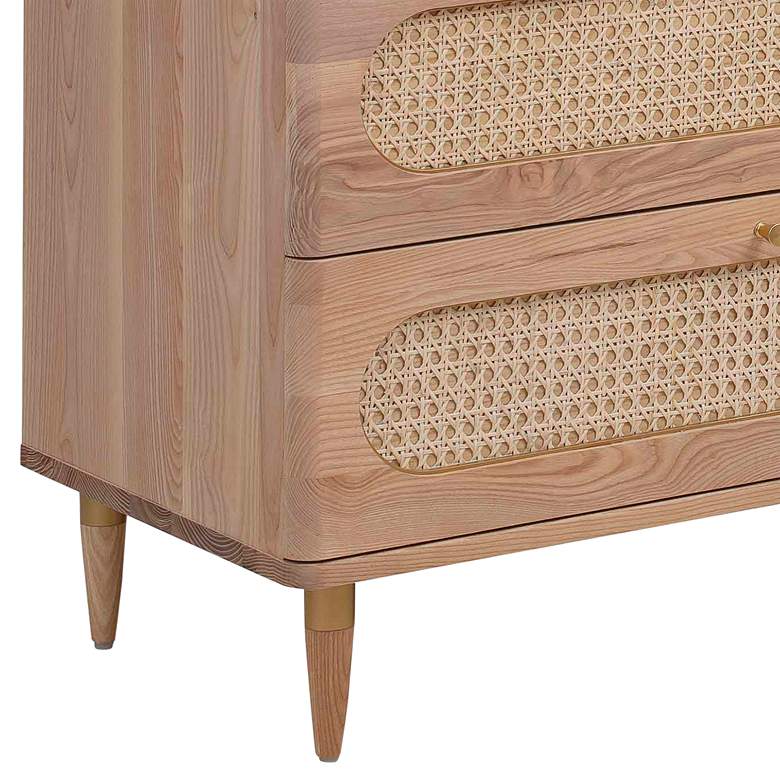 Image 4 Carmen 63" Wide Natural Wood and Cane 6-Drawer Dresser more views