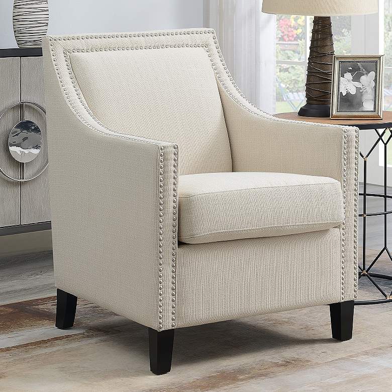 Image 1 Carmen Beige Linen Fabric Accent Chair
