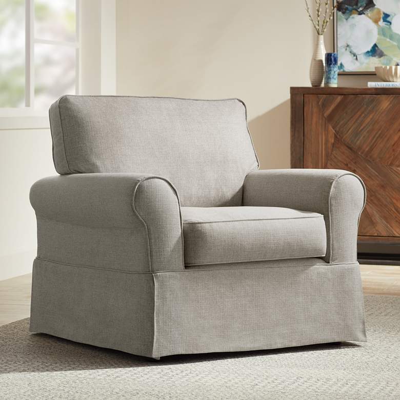 Image 1 Carmen Classic Cream and Gray Slipcover Chair